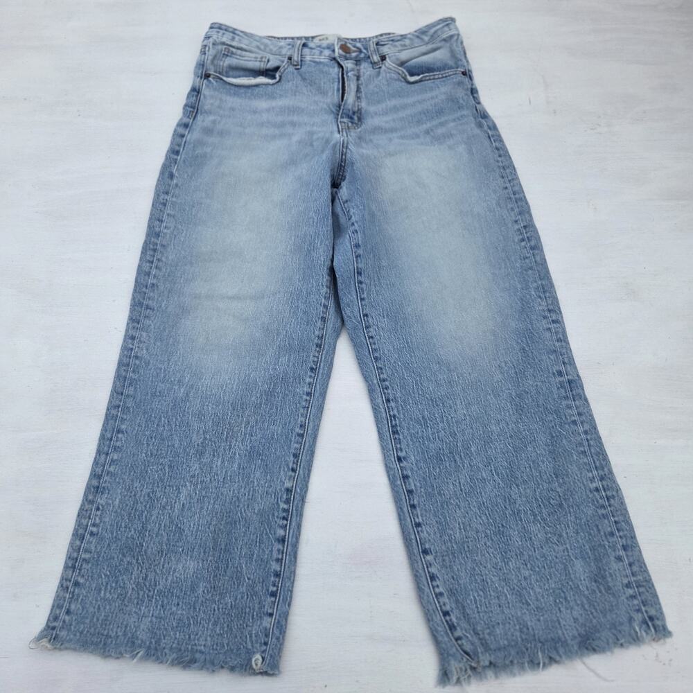 BKE Denim Billie High Rise Slim Fit Wide Leg Cropped Jeans Womens 31x27 Raw Hem
